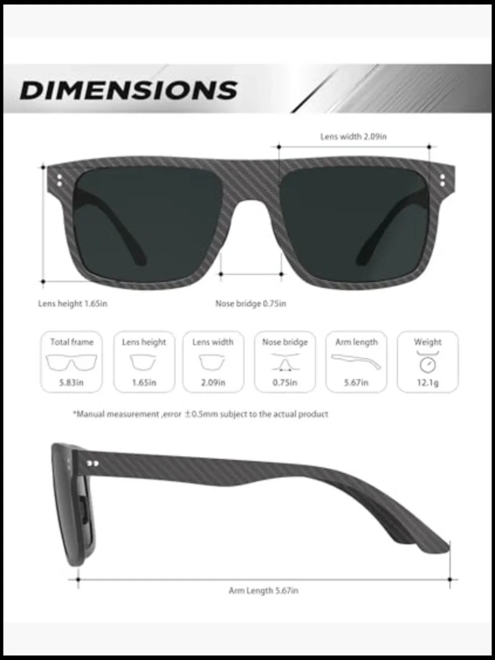 Carbon Fiber Polarized Sunglasses UV400 Driving Fishing Golf Gift
